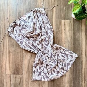 Joe Fresh Drawstring Cowl-Neck Abstract Print Top Gray/White Size M